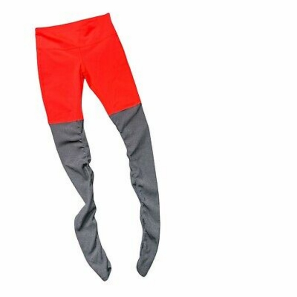 Alo Yoga Goddess Ribbed Leggings Mid/Low Rise Red Gray Women’s Small - Picture 7 of 11